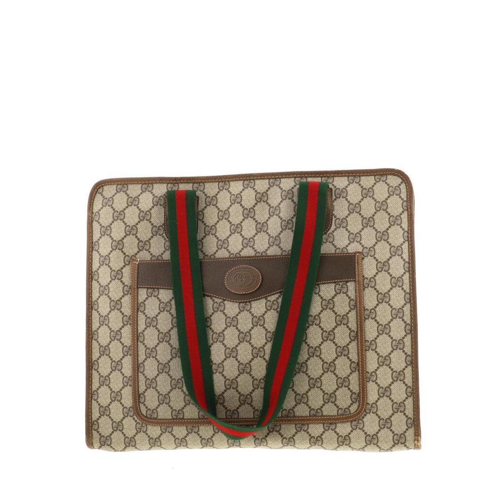 GUCCI Sherry Supreme Beige Tote Bag Brown